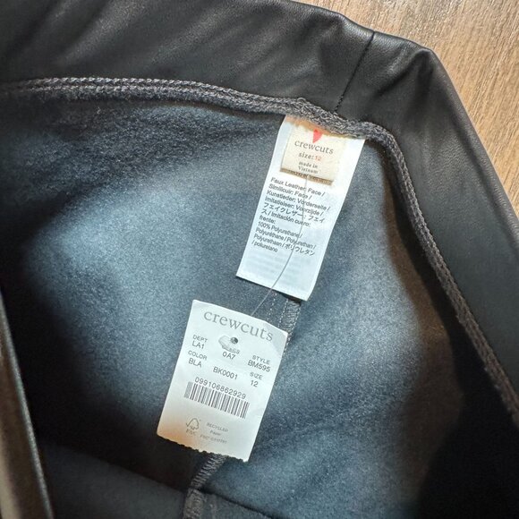 J. Crew Crewcuts Girls' Faux-Leather Leggings Size 12 in Black New With Tags! - Picture 3 of 4